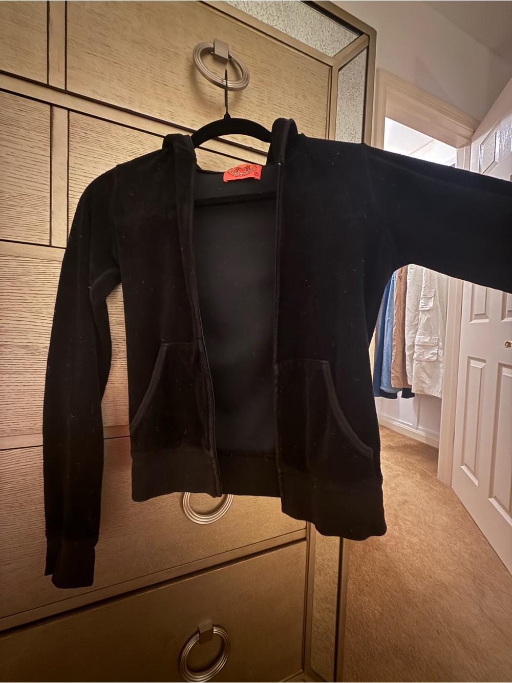 Juicy Couture Black Velour Zip-Up Hoodie Jacket